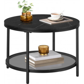 Soffbord Marmor Svart Rund 65 Ø cm