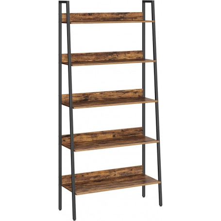 Bokhylla Steghylla 5 Plan Vintage Brun och Svart 80 x 30 x 170 cm