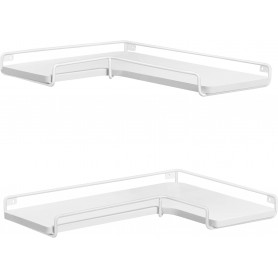 2x Hörn Vägghyllor Set Industriell Stil Vit