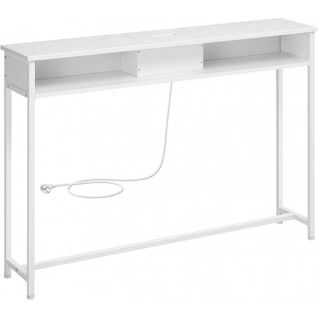 Konsolbord med Inbyggd Eluttag - 2 Fack Vit 120 x 25 x 81 cm