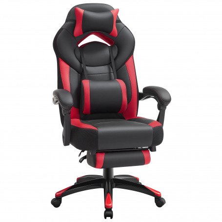 Ergonomisk Gamingstol med Benstöd Svart Röd Läder Belastning upp till 150 Kg