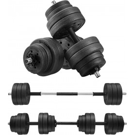 Hantlar Set 16 skivor med Skivstång - 8 x 2,5 kg, 4 x 1,25 kg, 4 x ...