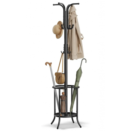 Tamburmajor med Paraplyställ 12 Krokar Svart 175 cm (H)