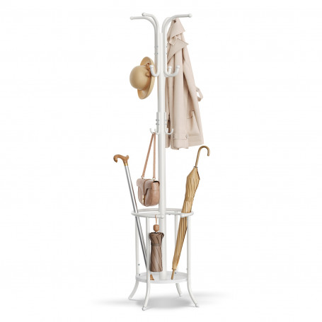 Tamburmajor med Paraplyställ 12 Krokar Vit 175 cm (H)