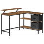L-format Skrivbord med Lådor och Skärmstativ Vintage Brun 135 x 105...