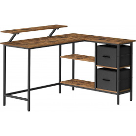 L-format Skrivbord med Lådor och Skärmstativ Vintage Brun 135 x 105...