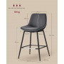 2-pack Barstolar Cascade Sitthöjd 62 cm Läder Svart