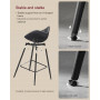 2-pack barstolar Svart konstläder sitthöjd 73 cm med ryggstöd stålram