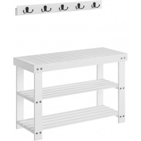 Klädhängare + Skobänk Vit Bambu