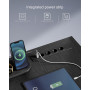 L-format Skrivbord med Grenuttag, Belysning, Skärmstativ, 2 lådor 2 USB-portar Svart