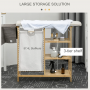 Strykbräda med Tvättkorg 57L och Förvaringshyllor Bambu 113 x 34 x ...
