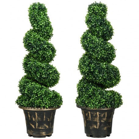 2-pack Konstväxt Spiral Buxbom 90 cm Höjd Grön
