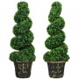2-pack Konstväxt Spiral Buxbom 90 cm Höjd Grön