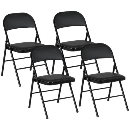 Hopfällbar Stol 4-pack Konstläder Metallram Svart