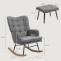 Gungstol med Fotpall Scandi Design Mörkgrå Linne