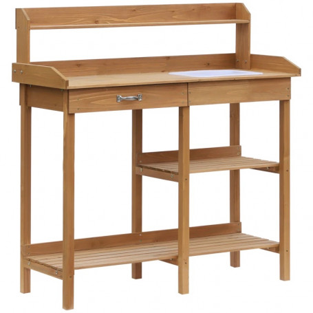 Planteringsbord med Handfat, Naturligt 117 x 45 x 121 cm