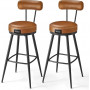 2-pack Barstolar EKHO Roterbar, Sitthöjd 75 cm, Läder Karamellbrun