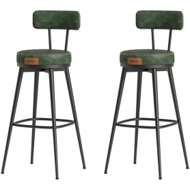2-pack Barstolar EKHO Roterbar, Sitthöjd 75 cm, Läder Grön