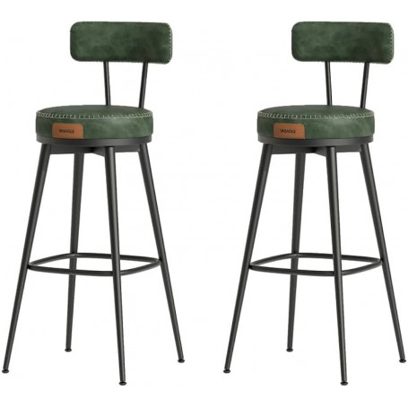 2-pack Barstolar EKHO Roterbar, Sitthöjd 75 cm, Läder Grön