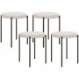 Matstol - Pall 4-pack Stapelbara Metallram Krämvit Sammet