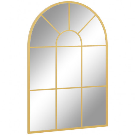 Väggspegel med Metallram Fönster Design Guld 91 x 60 cm