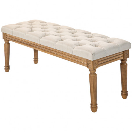 Sängbänk med Knappar Vintage Design - Beige 120 x 41 x 48 cm