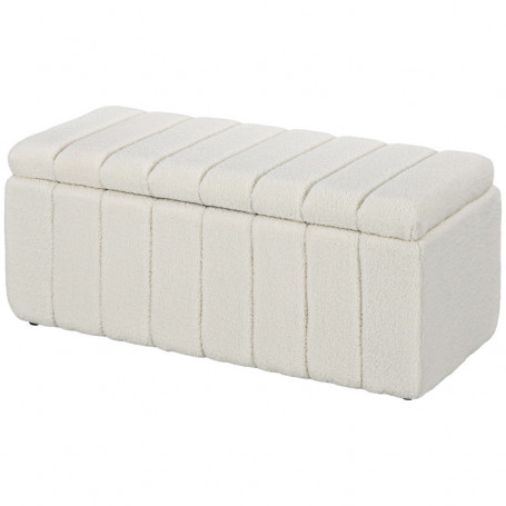 Sängbänk med Förvaring Teddy Fleece Krämvit med Förvaring 102 x 45 x 46 cm