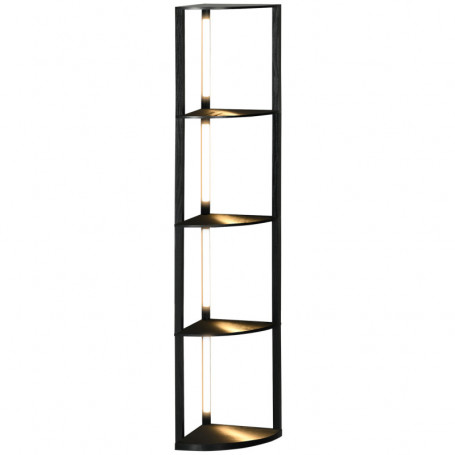 Hörn LED Golvlampa med Hyllor Svart Trä 41 x 29,5 x 163,5 cm