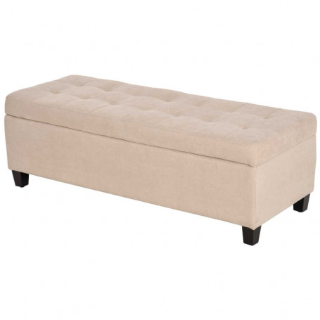 Hallbänk / Sängbänk Knäppt Beige Linne med Förvaring 125 x 49 x 41,5 cm