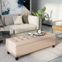 Hallbänk / Sängbänk Knäppt Beige Linne med Förvaring 125 x 49 x 41,5 cm