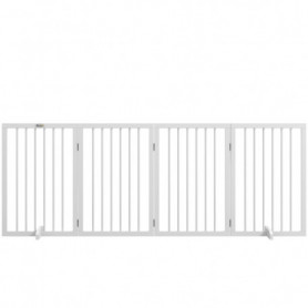 Hundgrind Vikbar Fristående 4 Panel Träram 206 x 35,5 x 76 cm Vit