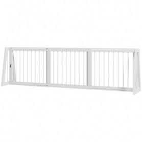 Hundgrind Fristående Justerbar Träram 71 - 190 x 38,5 x 56 cm Vit