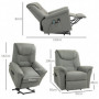 Massagefåtölj med Lyfthjälp och Värmefunktion Ljusgrå Läder