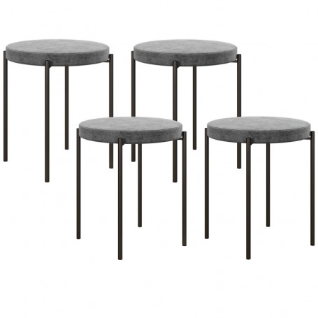 Matstol Stapelbara Pall 4-pack Sammet Mörkgrå 41,5 x 41,5 x 46 cm