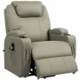 Avslappningsfåtölj med Lyfthjälp och Fjärrkontroll Ljusgrå Läder