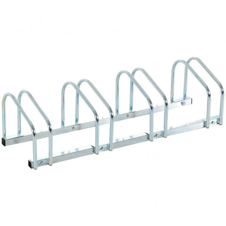 Cykelställ för 4 Cyklar 110 x 33 x 27 cm Silver