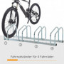 Cykelställ för 4 Cyklar 110 x 33 x 27 cm Silver