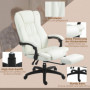 Kontorsstol med Massage Funktion och Fotstöd Krämvit