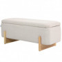 Hallbänk - Sängbänk med Förvaring Beige Linne med Trä Bas 111 x 44 x 44,5 cm