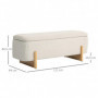 Hallbänk - Sängbänk med Förvaring Beige Linne med Trä Bas 111 x 44 x 44,5 cm