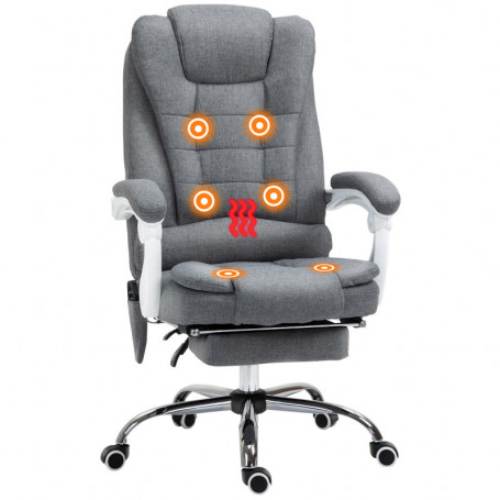 Ergonomisk Kontorsstol med Massage, Fotstöd Grå Tyg