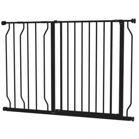 Hundgrind med Dörr Justerbar Längd 75-115 x 76 cm Svart