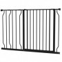Hundgrind med Dörr Justerbar Längd 75-115 x 76 cm Svart