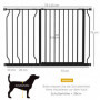 Hundgrind med Dörr Justerbar Längd 75-115 x 76 cm Svart