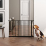 Hundgrind med Dörr Justerbar Längd 75-115 x 76 cm Svart