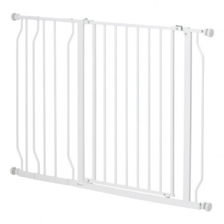 Hundgrind med Dörr Justerbar Längd 75-115 x 76 cm Vit