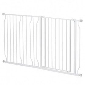 Justerbar Hundgrind 75 till 145 cm med Dörr Metall Vit