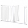 Justerbar Hundgrind 75 till 145 cm med Dörr Metall Vit