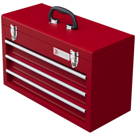Verktygsväska Metall 3 Lådor Låsbar Röd  51 x 22 x 32 cm