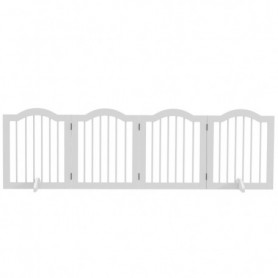 Stående Hundgrind 4 Panel Vikbar 203,5 x 61 cm Trä Vit
